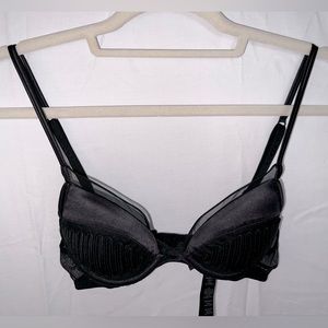 La Perla 32B silk & mesh black Demi push-up bra
